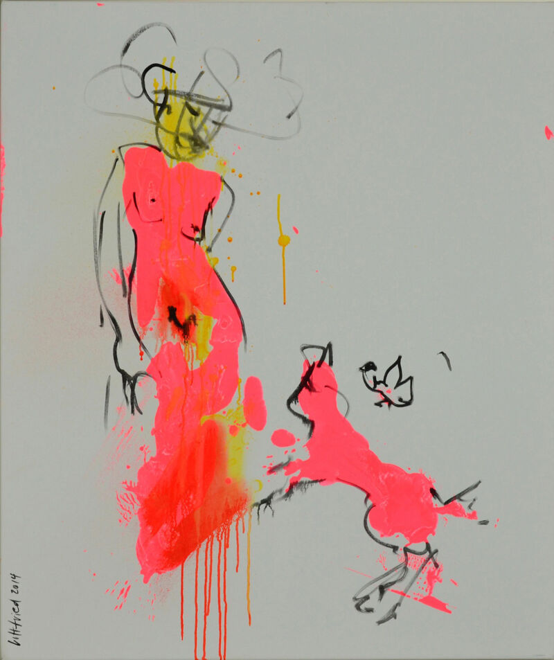 Frau mit Hund, Manuela Gottfried 2014, Acryl auf Leinwand, 110 x 130 cm, anfragen